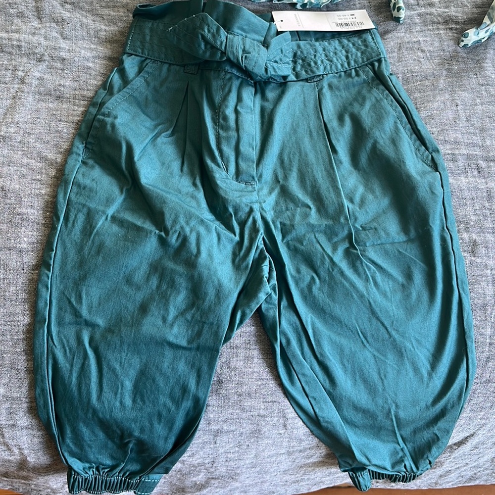 Toddler girls Janie and Jack green adjustable waist joggers size 18-24 month NWT